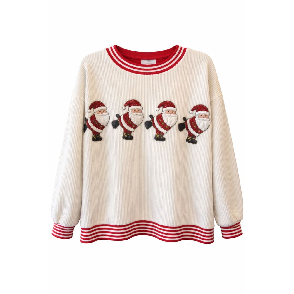 Sequined Santa and Sled Pullover Size L but runs big.
